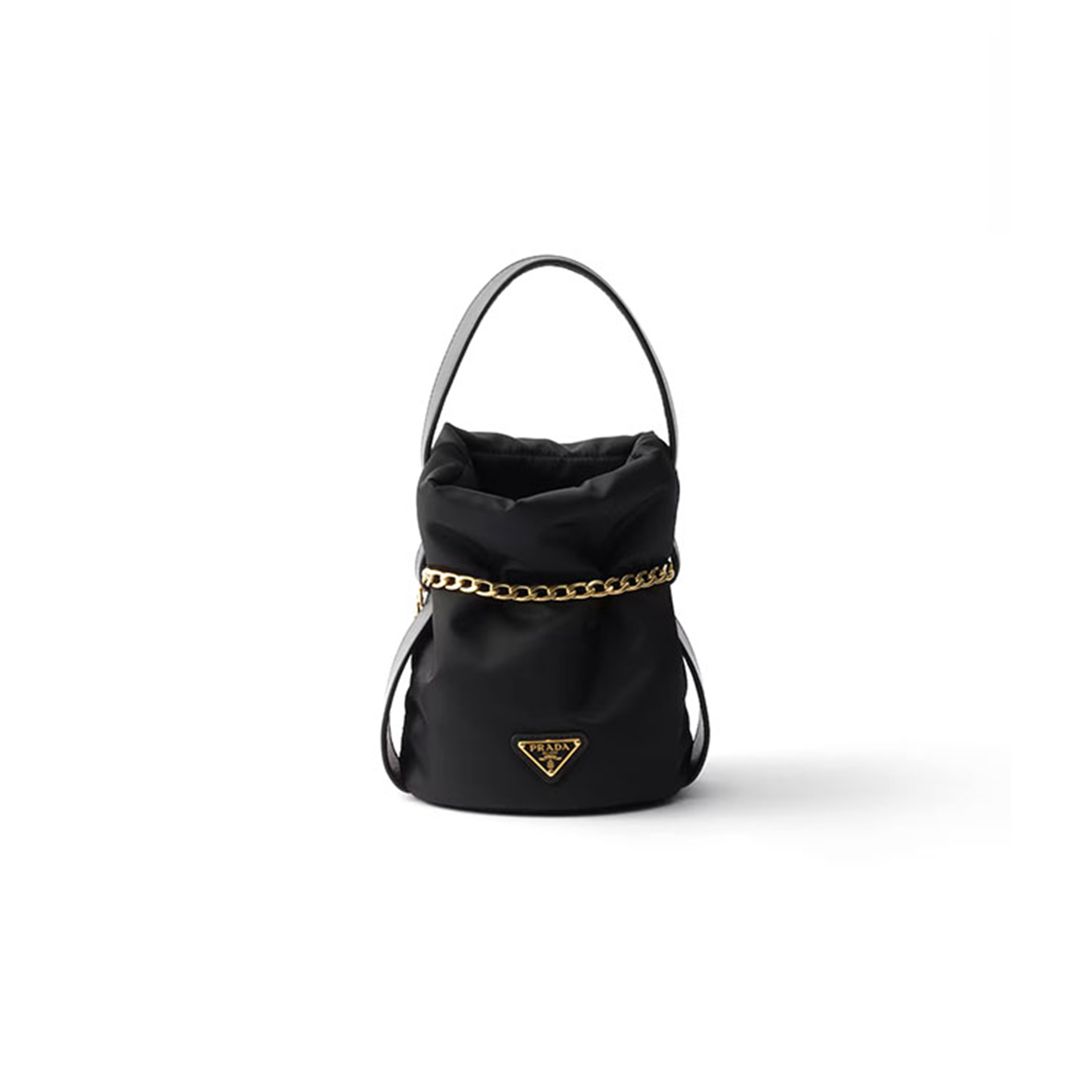 PRADA PETIT SAC NOIR RE-NYLON AND NAPPA LEATHER MINI BUCKET BAG 1BE088 (20*15*14cm) PRADA PETIT SAC NOIR RE-NYLON AND NAPPA LEATHER MINI BUCKET BAG 1BE088 (20*15*14cm)
